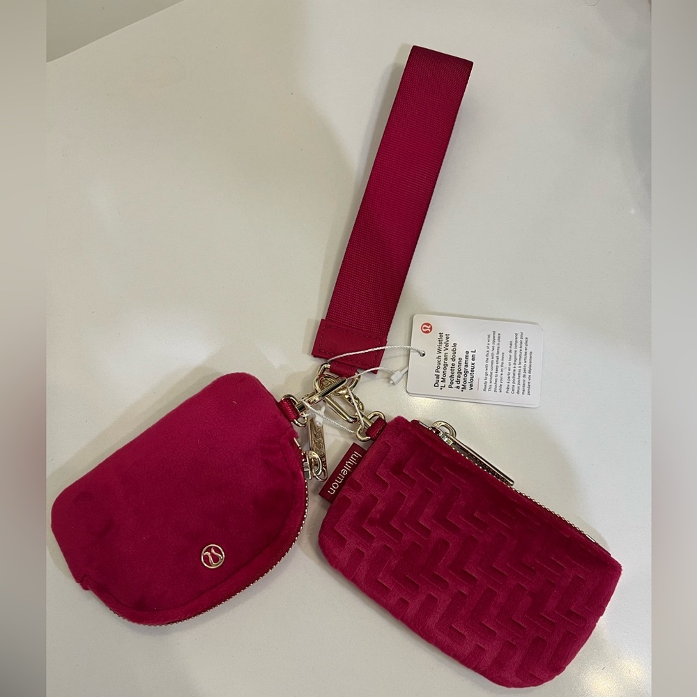 Lululemon Dual Pouch Monogram Velvet Wristlet - Picture 2 of 4
